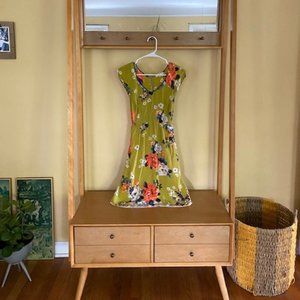 Anthropologie Chartreuse Shoots Dress